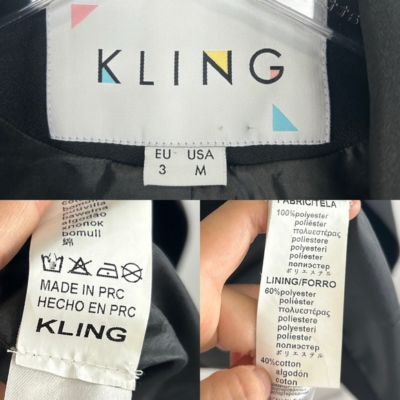 Kling Lightweight Black Long Blazer with Green Cuffs - Picture 7 of 8